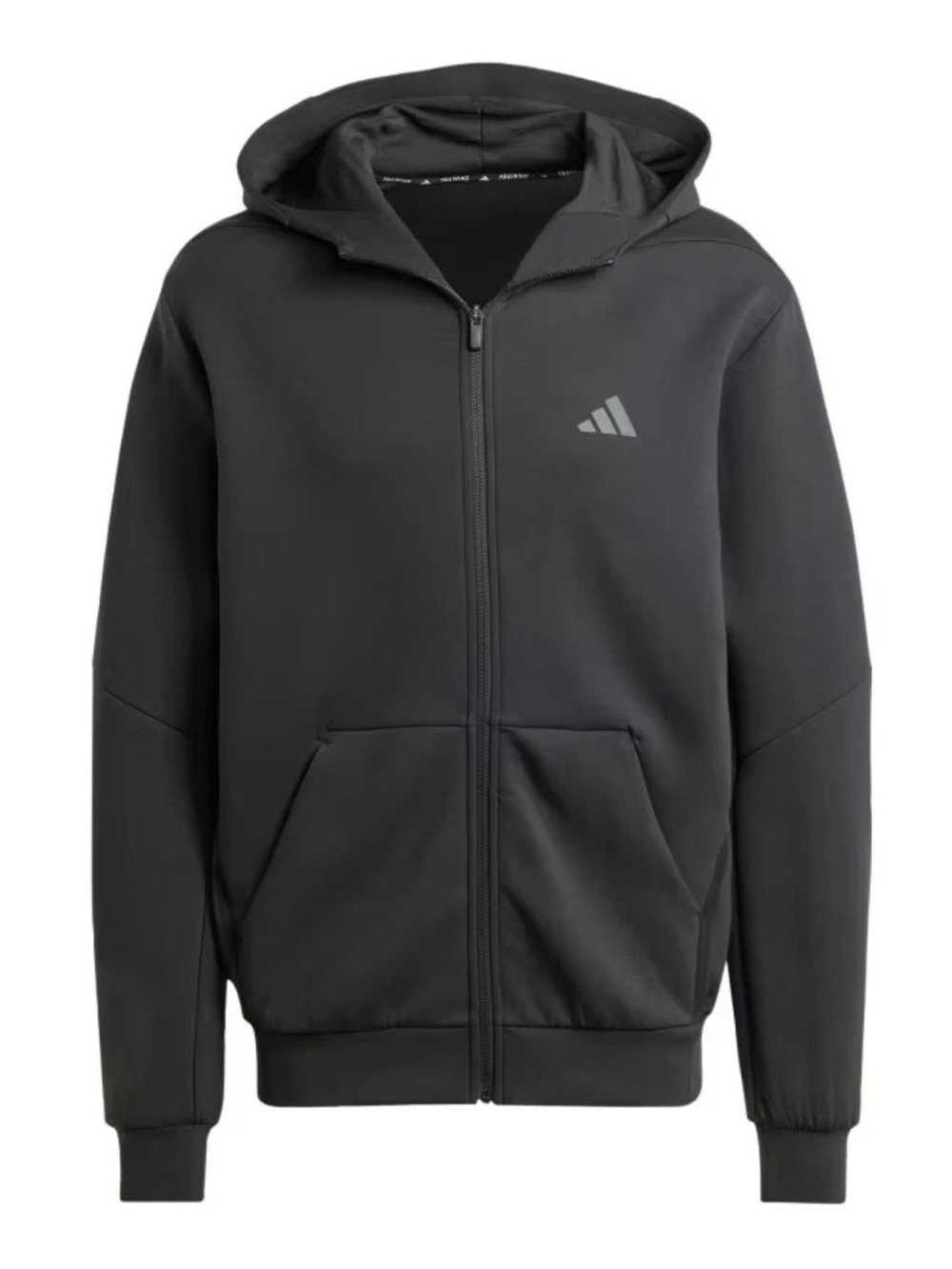 Adidas Designed for Training Full-Zip Track Jacket Hooded Pockets Black Mens L/S